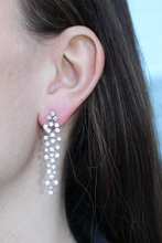 Load image into Gallery viewer, 14K White Gold Diamond Cluster Hanging Earrings
