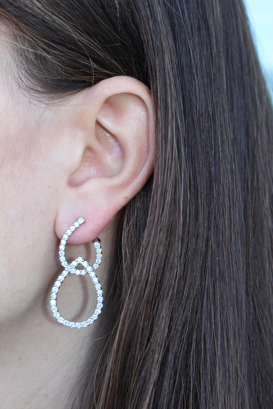 14K Gold Diamond Double Pear Shape Earrings