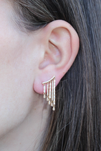 Load image into Gallery viewer, 14K Gold Bar with Dangling Baguette Earrings
