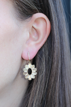 Load image into Gallery viewer, 14K Yellow Gold Diamond Hanging Starburst and Diamond Earrings
