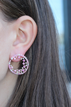 Load image into Gallery viewer, 14K Rose Gold Pink Sapphire and Diamond Cluster Circle Earrings
