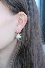 Load image into Gallery viewer, 14K Yellow Gold Starburst Hanging Stud Earrings
