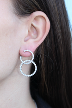 Load image into Gallery viewer, 14K White Gold Diamond Double Circle Earrings
