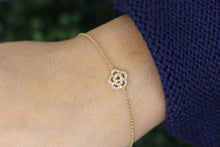 Load image into Gallery viewer, 14K Gold Diamond Camellia Flower Bracelet
