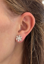 Load image into Gallery viewer, 14K Gold Baguette Diamond Flower Studs

