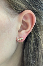 Load image into Gallery viewer, 14K Gold Triple Bezel Diamond Bar Chain Earring
