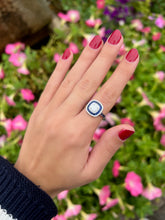 Load image into Gallery viewer, 14K White Gold Diamond Sapphire And Baguette Ring
