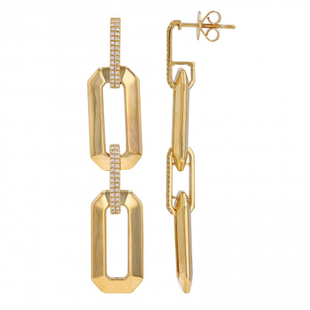 14K Yellow Gold and Diamond Multi Link Earrings