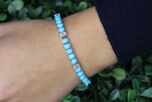 Load image into Gallery viewer, 14K White Gold and Turquoise Tennis Bracelet

