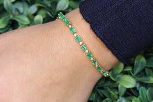 Load image into Gallery viewer, 14K Yellow Gold Emerald and Diamond Tennis Bracelet
