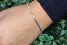 Load image into Gallery viewer, 14K Yellow Gold Half Lapis Half Diamond Tennis Bracelet
