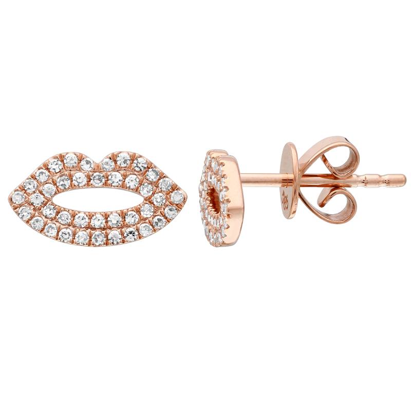 14K Gold and Diamond Lip Studs