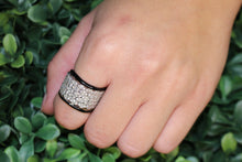 Load image into Gallery viewer, 14K White Gold Diamond and Black Enamel Ring
