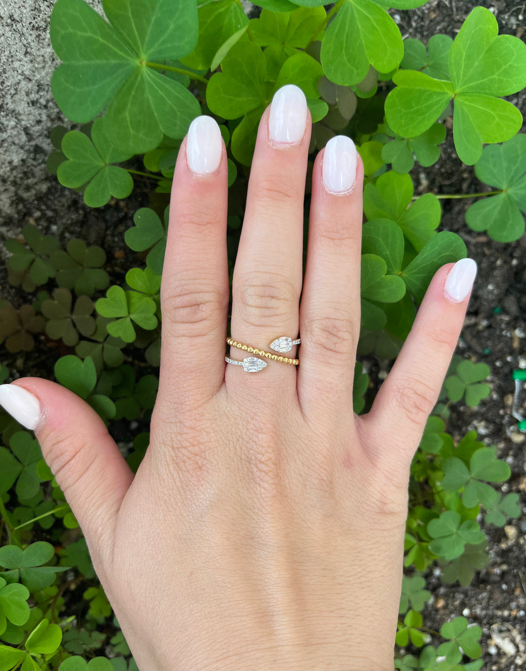 14K Yellow Gold Double Pear Cut Diamond Ring