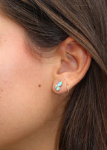 Load image into Gallery viewer, 14K Yellow Gold Diamond and Turquoise Butterfly Wing Studs
