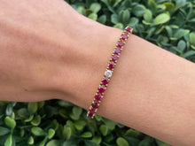 Load image into Gallery viewer, 14K Yellow Gold Diamond and Ruby Tennis Bracelet
