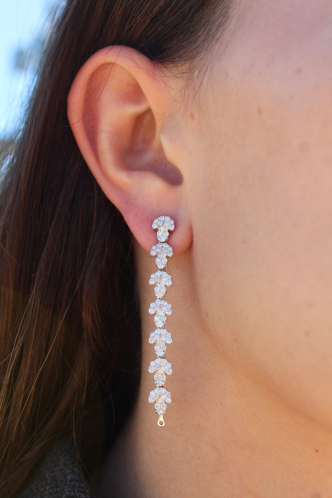 14K White Gold Diamond Convertible Drop Earrings
