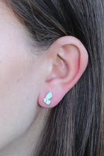 Load image into Gallery viewer, 14K Yellow Gold Diamond and Turquoise Butterfly Wing Studs
