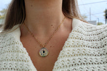 Load image into Gallery viewer, 14K Yellow Gold Paperclip Chain Diamond Rainbow Pendant Necklace
