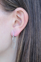 Load image into Gallery viewer, 14K Gold Diamond Chain Huggie Earrings
