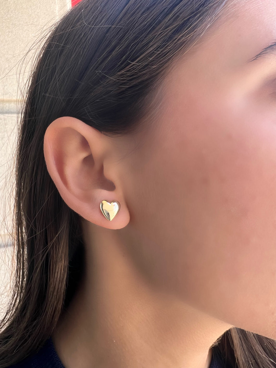 14K Yellow Gold Heart Studs