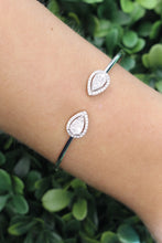 Load image into Gallery viewer, 14K White Gold and Diamond Teardrops Open Bangle
