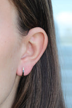 Load image into Gallery viewer, 14K Yellow Gold Diamond Enamel Huggies

