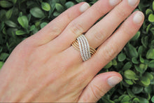 Load image into Gallery viewer, 14K Yellow Gold Diamond Beaded Crossover Ring
