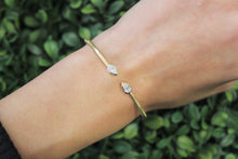 Load image into Gallery viewer, 14K Omega Yellow Gold and Diamond Pear Open Bangle
