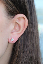 Load image into Gallery viewer, 14K Gold Diamond Mini Turquoise Star Studs
