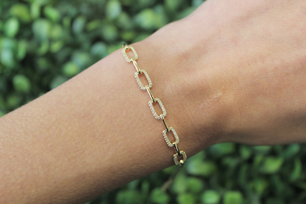 14K Yellow Gold Diamond Link Bracelet