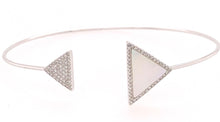 Load image into Gallery viewer, 14K White Gold Mother of Pearl and Diamond Triangle Open Bangle
