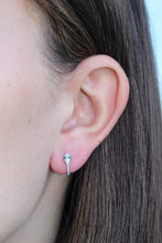 Load image into Gallery viewer, 14K Gold Snake Diamond Huggie Earrings/ Emerald Eye
