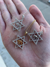 Load image into Gallery viewer, 14K Gold Diamond Star of David with Chai Charm Necklace
