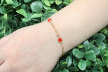 Load image into Gallery viewer, 14K Gold Red Hearts Baby Bracelet
