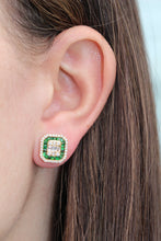 Load image into Gallery viewer, 14K Yellow Gold Tsavorite Diamond &amp; Baguette Studs
