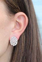 Load image into Gallery viewer, 14K White Gold Oval Diamond Cluster Earrings
