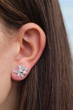 Load image into Gallery viewer, 14K White Gold Baguette Cluster Studs
