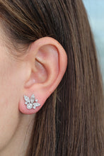 Load image into Gallery viewer, 14K White Gold Diamond Cluster Earrings

