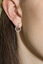 Load image into Gallery viewer, 14K Yellow Gold Diamond Open Heart Charm Huggies
