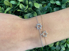 Load image into Gallery viewer, 14K Gold Half Diamond Star of David Bracelet
