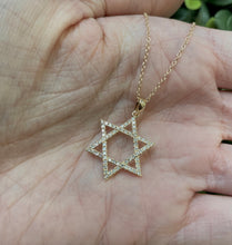 Load image into Gallery viewer, 14K Gold Diamond Star of David Charm Necklace

