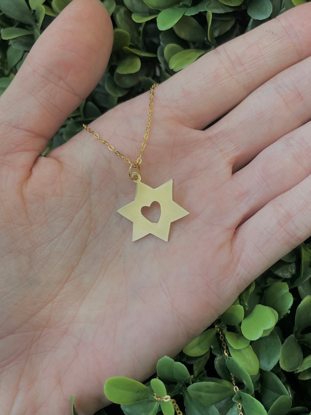 Star of David with Heart Cutout Necklace