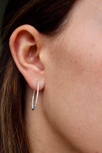 Load image into Gallery viewer, 14K White Gold and Diamond Round 27mm Hoop Earrings
