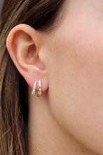 Load image into Gallery viewer, 14K Yellow Gold Diamond Studded Cage Studs
