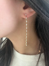 Load image into Gallery viewer, 14K Yellow Gold Hanging Bar with Diamonds Earrings
