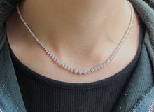 Load image into Gallery viewer, 14K White Gold 6.38ct Graduated Diamond Tennis Necklace
