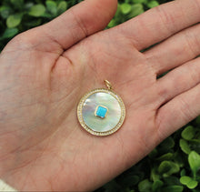 Load image into Gallery viewer, 14K Yellow Gold Diamond Mother of Pearl Turquoise Charm
