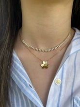 Load image into Gallery viewer, 14K Yellow Gold Flower Necklace With Center Diamonds
