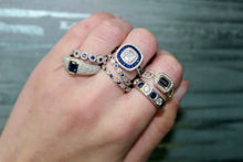 Load image into Gallery viewer, 14K White Gold Diamond Sapphire And Baguette Ring

